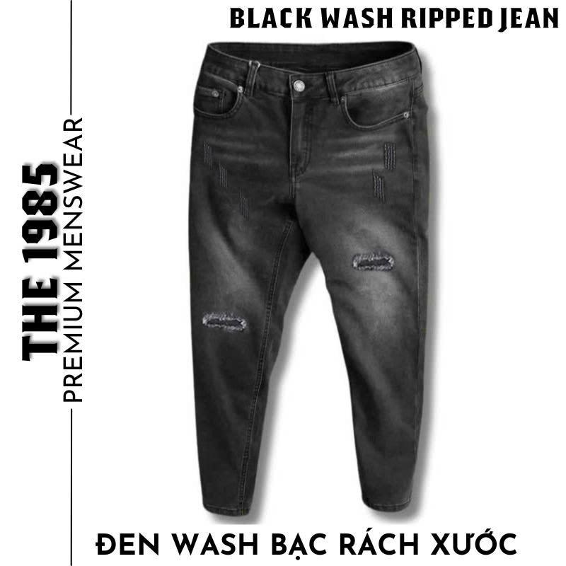  Quần jean CO GIÃN XÁM WASH BẠC dáng SLIMCROP form đứng ống côn ôm nhẹ dài tới mắt cá chân đàn ông lịch lãm menswear có túi - Ong Pants nam quanjean caocap 