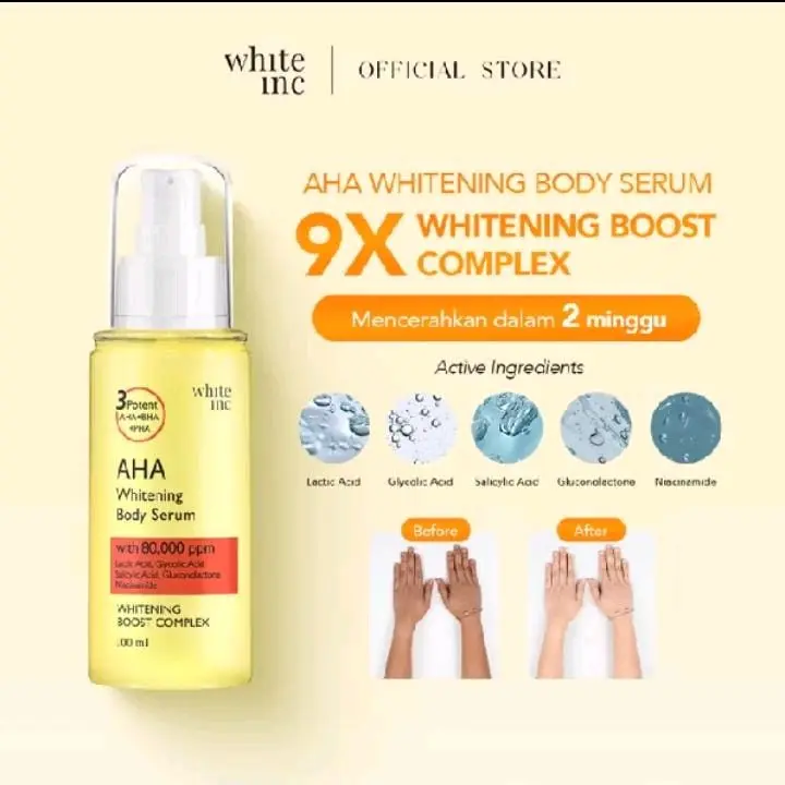 WHITE INC 3PCS AHA Body Serum to Whitening & Moisturising | Hand Body Lotion Serum Pencerah kulit melembabkan kulit Mencerahkan Melembutkan Hitam 4