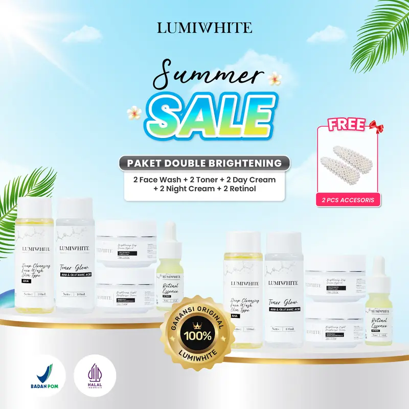 [2 PAKET] LUMIWHITE - Paket Brightening Double Glowing Lengkap Dapat Dua Paket (FREE 2 RANDOM PCS ACCESORIS) 0