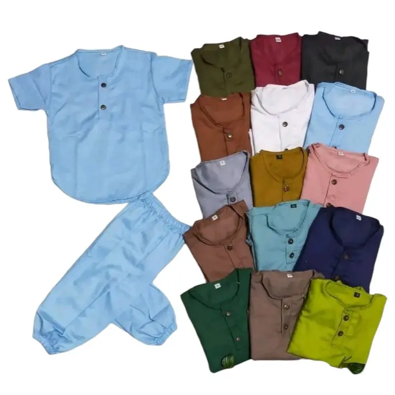 Setelan Baju Koko Turki Bayi Baru Lahir TOYOBO Premium Navy  Katun, Muslim, Motif, Panjang Toyobo - Celana