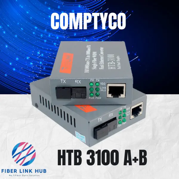HTB3100 A+B Fiber Optic Optical Media Converter HTB-3100 Netlink 10/100Mbps RJ45 Single Mode 25KM