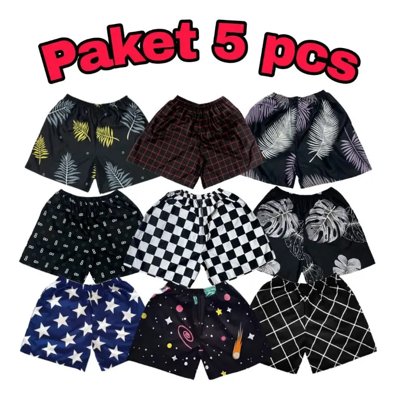 EDOEYY 5 Pcs Celana Pendek Motif Pria Wanita Dewasa Boxer Kolor Unisex Cowok Cewek