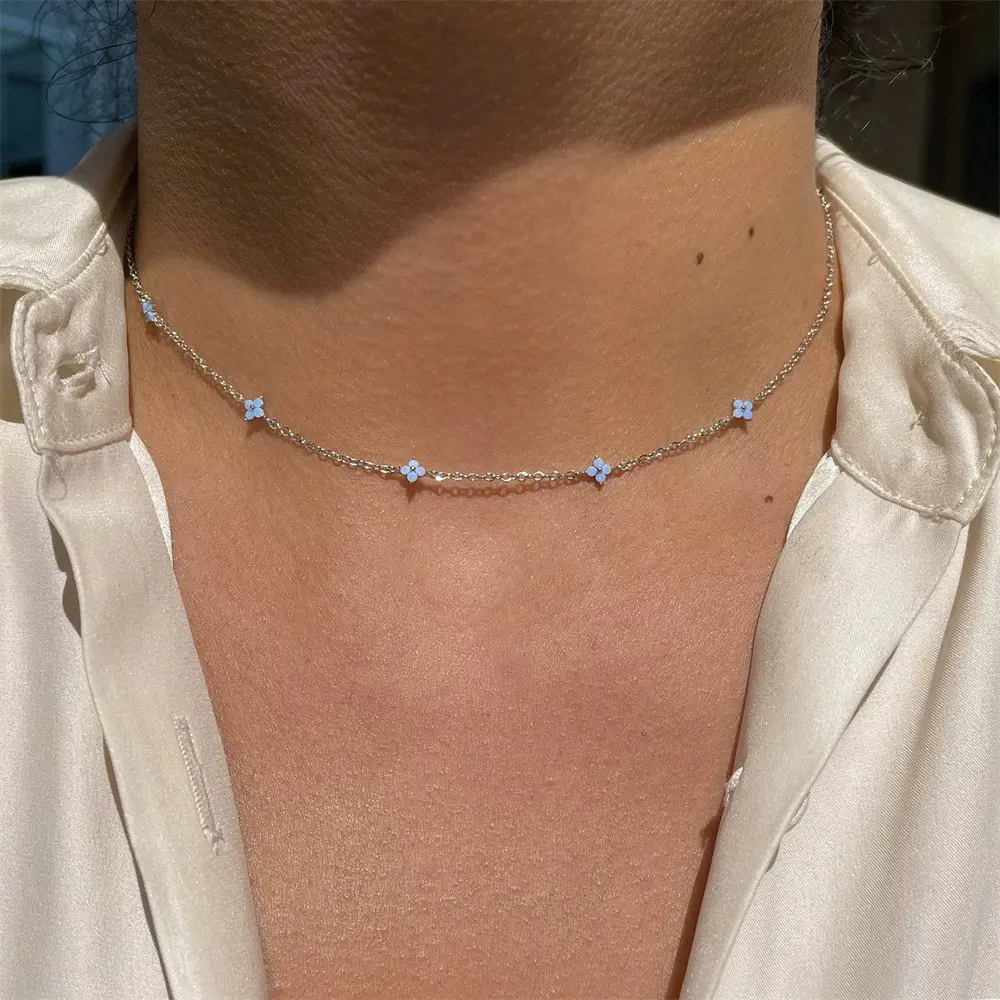Chance Clover Necklace (White/Blue/Black) waterproof jewellery