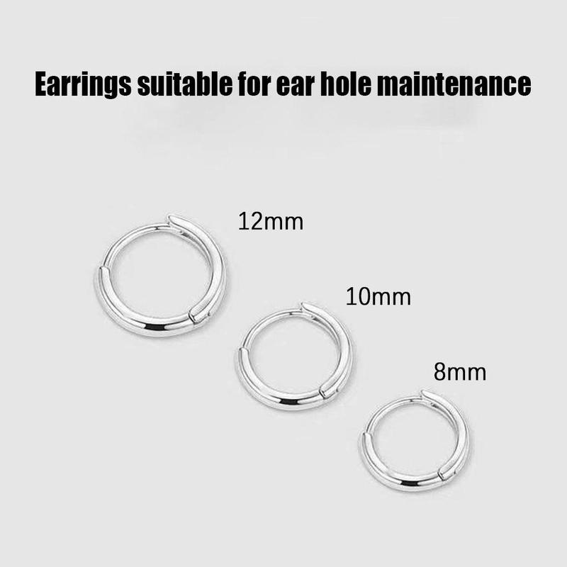 Product Introduction of Khuyên Tai Tròn Bằng Thép Không Gỉ, 2 Chiếc, Dành Cho Nam Và Nữ, Thiết Kế Tối Giản, Khuyên Tai Tròn Nhỏ W1T7 28