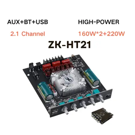 ZK-HT21 ORIGINAL Ada logo Bluetooth digital power amplifier modul 2.1 channel TDA7498E subwoofer nada tinggi dan rendah 160W * 2+220w