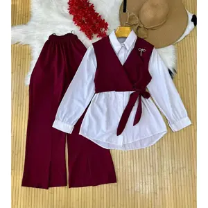 Oneset Anak Perempuan Usia 2-15 Tahun Kemeja Cewek Wanita Multicolour Dan Celana Cargo Muslim Anak Tnggung Muslimah Bahan Cringkle Airflow Premium Baju Kekinian Fashion Kids Setlan Trending Kemeja anak perempuan Tgan Panjang