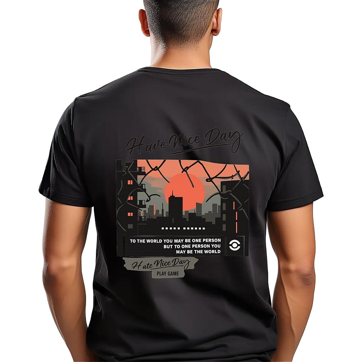 Kaos Motif Trendi Dengan Bahan Katun Lembut Yang Nyaman, Model Santai Untuk Kenyamanan Musim Panas kaos  majalengka  kota  angin baju  snsb baju