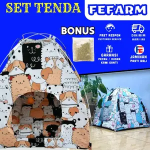 Tenda Rumah Kucing Lipat Motif Kucing Include Bantal Tempat Tidur Kitten Anabul FEFARM