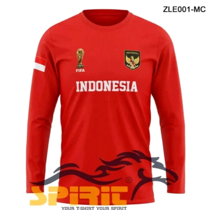 KAOS TSHIRT BAJU TIMNAS INDONESIA FIFA LENGAN PANJANG TERBARU BAHAN ADEM KATUN