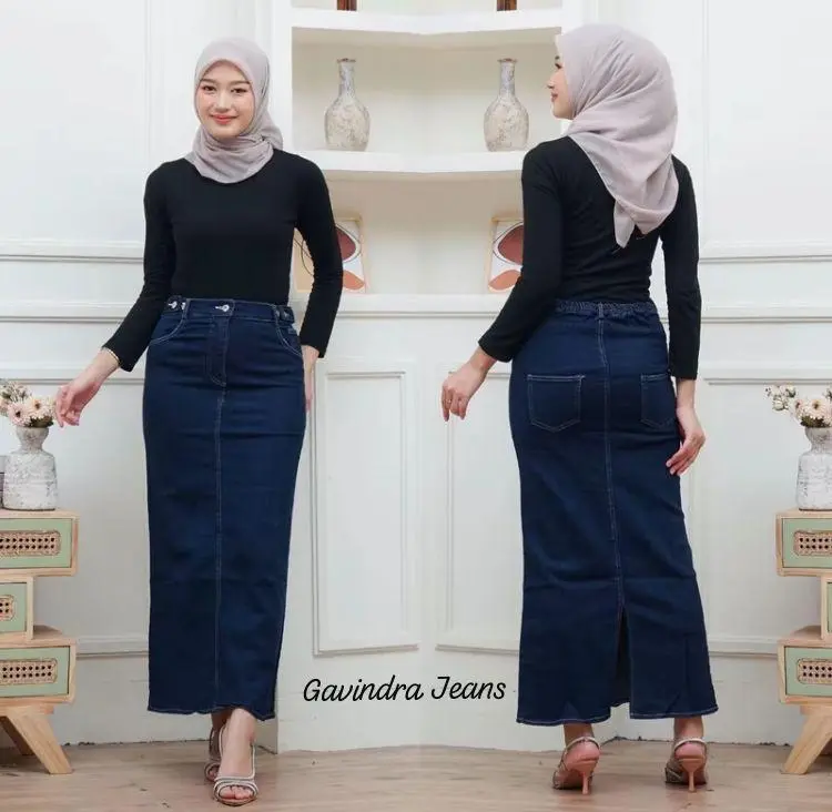 Highwaist Rok Jeans - Rok Denim - Rok Jeans Skirt Theana Terlaris Hot Produk Kekinian