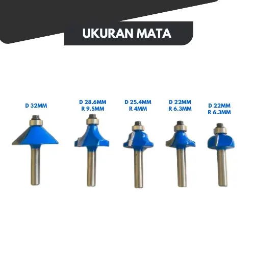 Mata Profil Kayu 1/4" Set 12pcs BELTER Mata Router Trimmer Bit 5