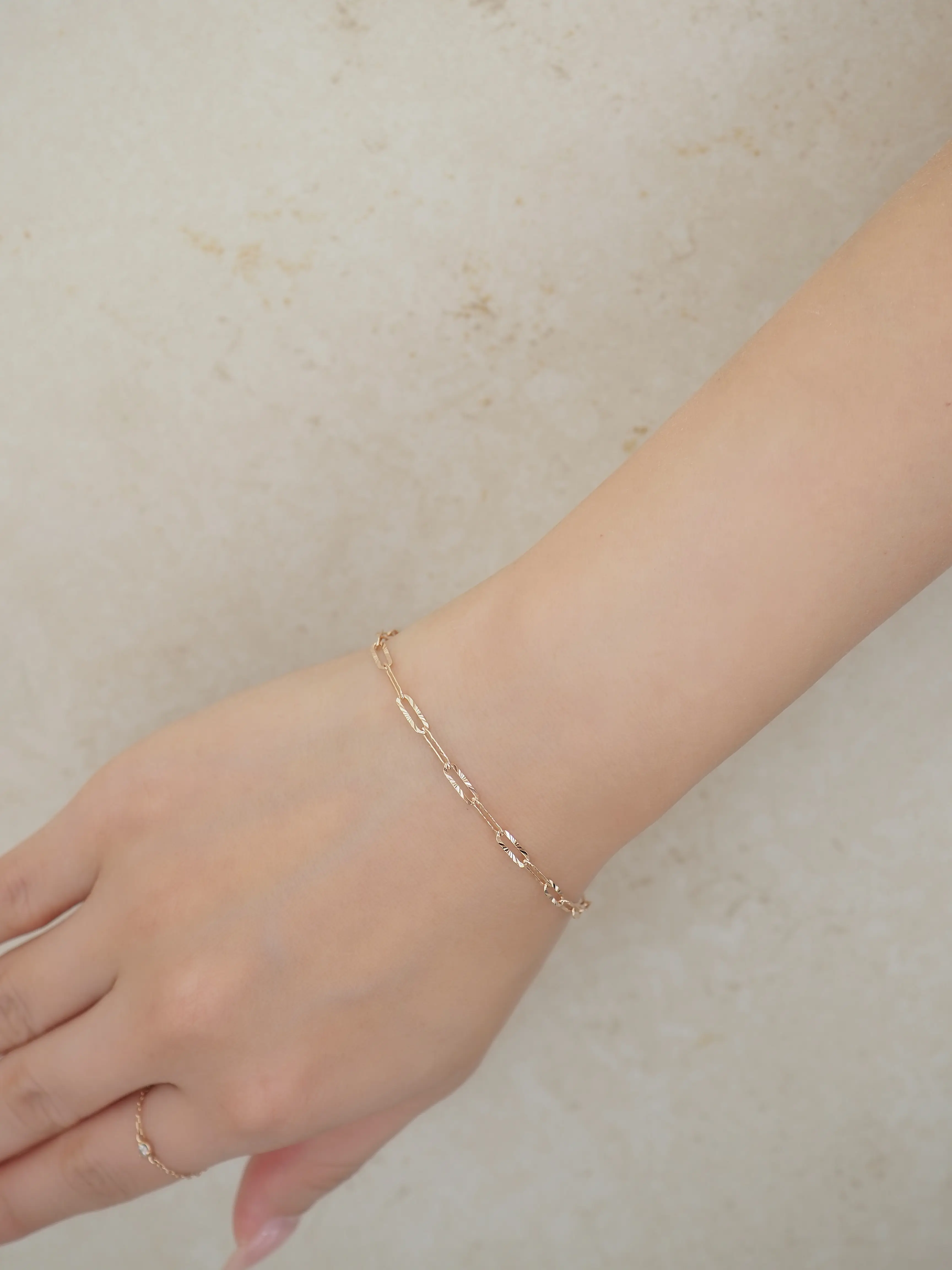 (AZEN)MAXINE Link Chain Bracelet (Rose Gold)
