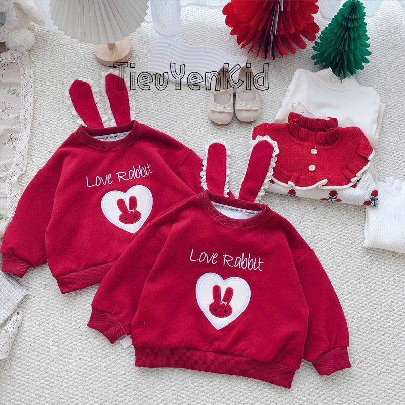 Tiểu Yến KID A560-Áo nỉ đỏ họa tiết thêu thỏ