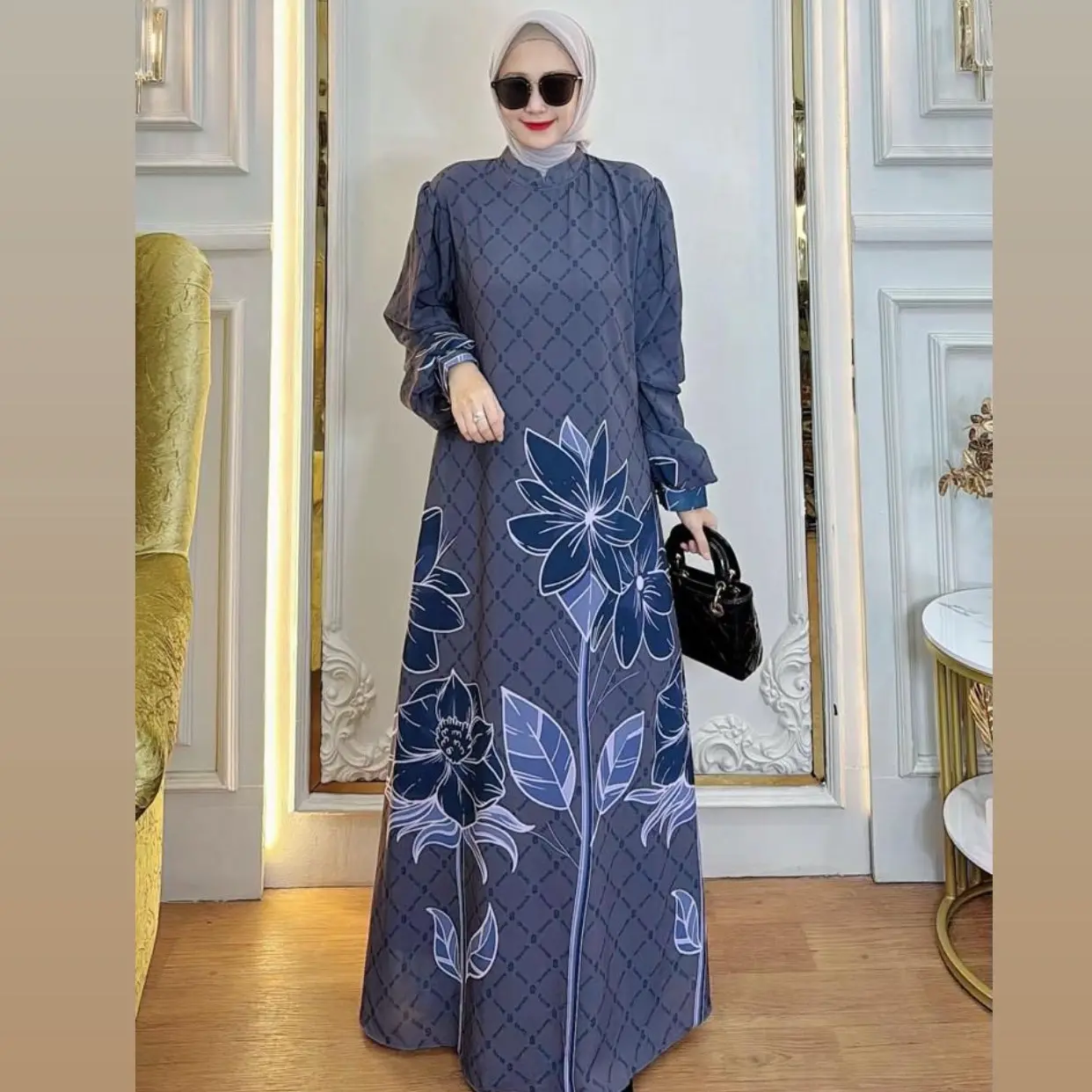 Gamis Lesti kejora printing  By kareema.moslemwear