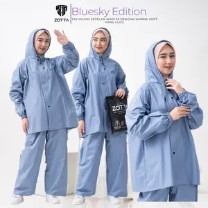 ZOTTA Jas Hujan Wanita Bluesky Lucu Aesthetic Stelan Celana