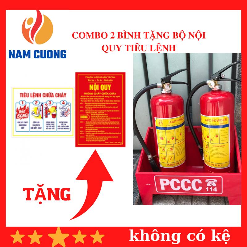 Combo 2 bình chữa cháy bột ABC 4kg bình cứu hoả tặng bộ 4 bảng nội quy tiêu lệnh bảng cấm lửa cấm hút thuốc