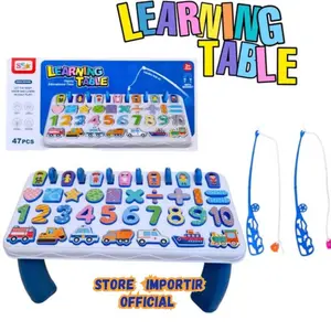 Mainan Edukasi Meja Belajar Menyusun Menghitung SS 1690 Puzzle Magnet Learning Table Fishing Games Isi 47 Pcs - Toys