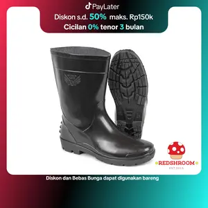 Sepatu Boot Pendek SHOGUN 717 Hitam Boots Karet Lokal Ringan Anti Slip Kontruksi Pria