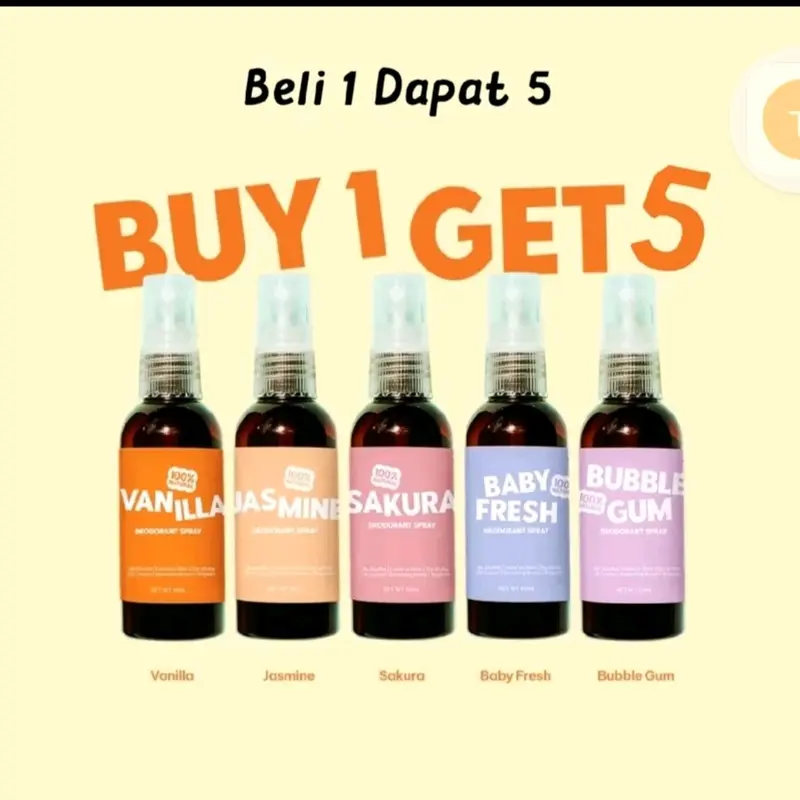 BELI 1 DAPAT 5 DEODORANT SPRAY NATURAL 60ML 0