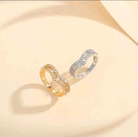 Cincin aurel titanium anti karat dua layer gold dan silver cantik elegan