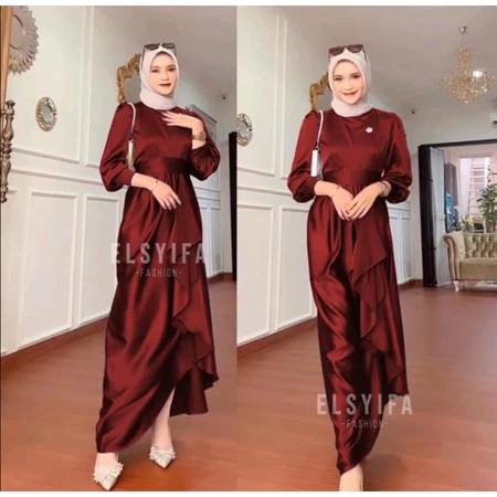 NEW ARRIVAL - JUSI YEZZI DRESS FULL SATIN VELVET PREMIUM MAXY//GAMIS WANITA BRIDESMAID SILK POLOS MEWAH FREE BELT BISA ADJUST SESUAI KEINGINAN 5