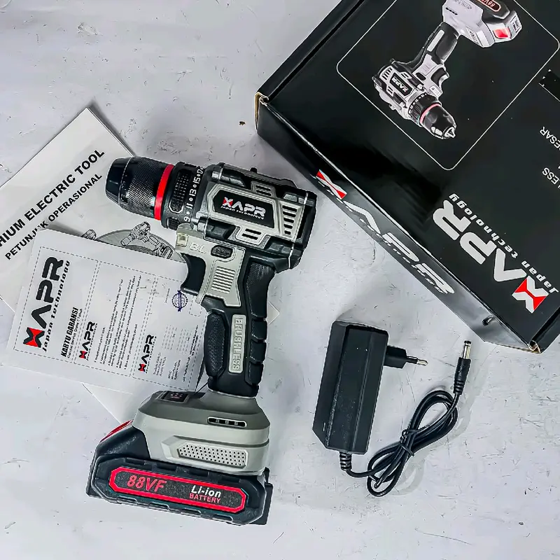 (COD) APR AP12+ BOR BATERAI 10MM KEPALA BESI 88VF 1 BATERAI 2