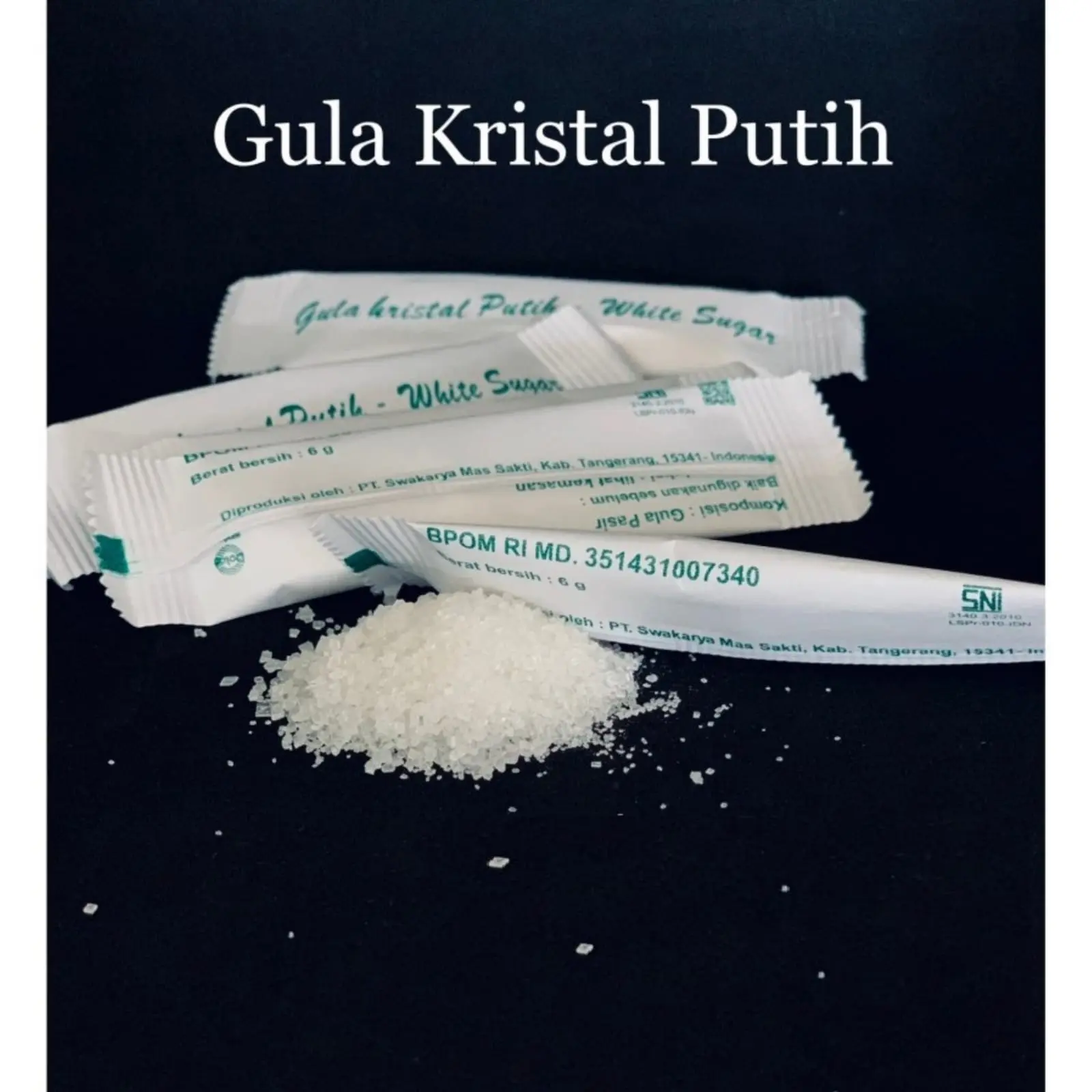 White Sugar Stick Sachets -Gula Putih Saset Hotel / Gula Putih Stik isi 125 Pcs Food