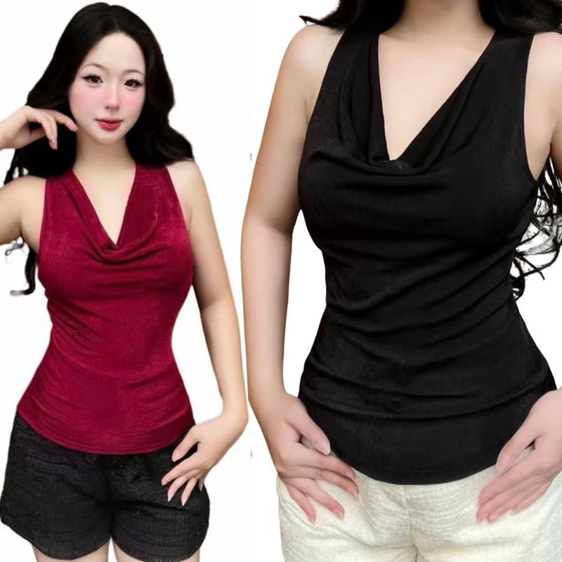 Áo Thun Nữ Nhũ Bigsize Sát Nách Áo Cổ Đổ ESHOP Áo Nhũ Kim Tuyến Nữ Ôm Body Đẹp Dễ Thương MS449 Top Women