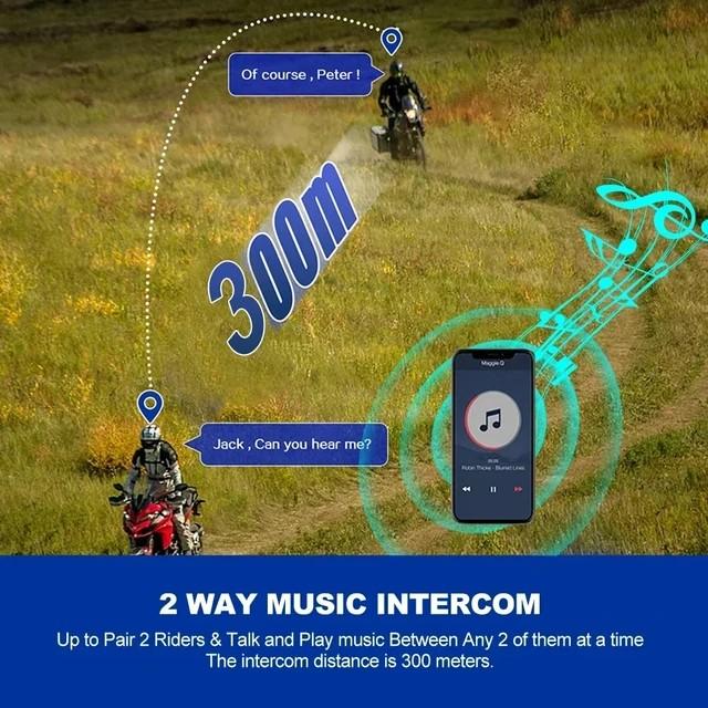 Intercom Headset Helm Bluetooth V5.3 RGB Earphone Handsfree Lampu Warna-warni IPX6 Tahan Air Headphone Led Interkom Headset Helm Bluetooth Music RGB