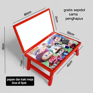 Meja Lipat Belajar Anak Gambar Labubu - Satu Set Alat Tulis Anak Motif Labubu - Toys Furniture