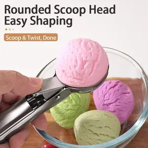 Stainless Steel Dual-purpose Ice Cream Scoop Ice Cream Scooper Multifunctional Fruit Scoop Kitchen Supplies