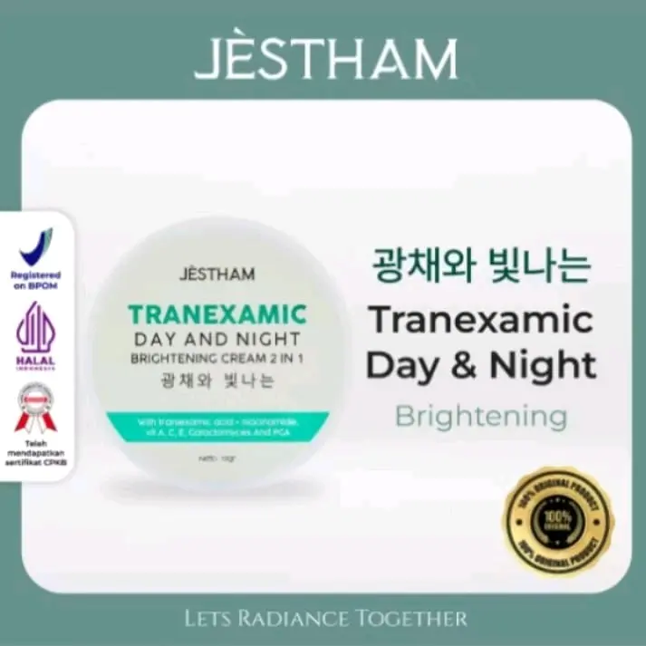 JESTHAM PAKET 3in1 || CREAM GLOW 2in1 + TRANEXAMIC CREAM + SERUM GOLD PREMIUM KOREA Pencerah Wajah Perawatan Facial Acid Mencerahkan Mengencangkan Kerutan Kusam Extract Hitam Vitamin Memudarkan 1
