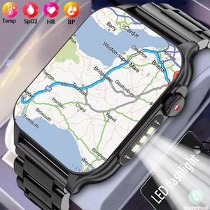 2025 New For Huawe Xiaom 1.96" HD Bluetooth Call Flashlight Smart Watch Men Sports Waterproof Smartwatch For Android IOS