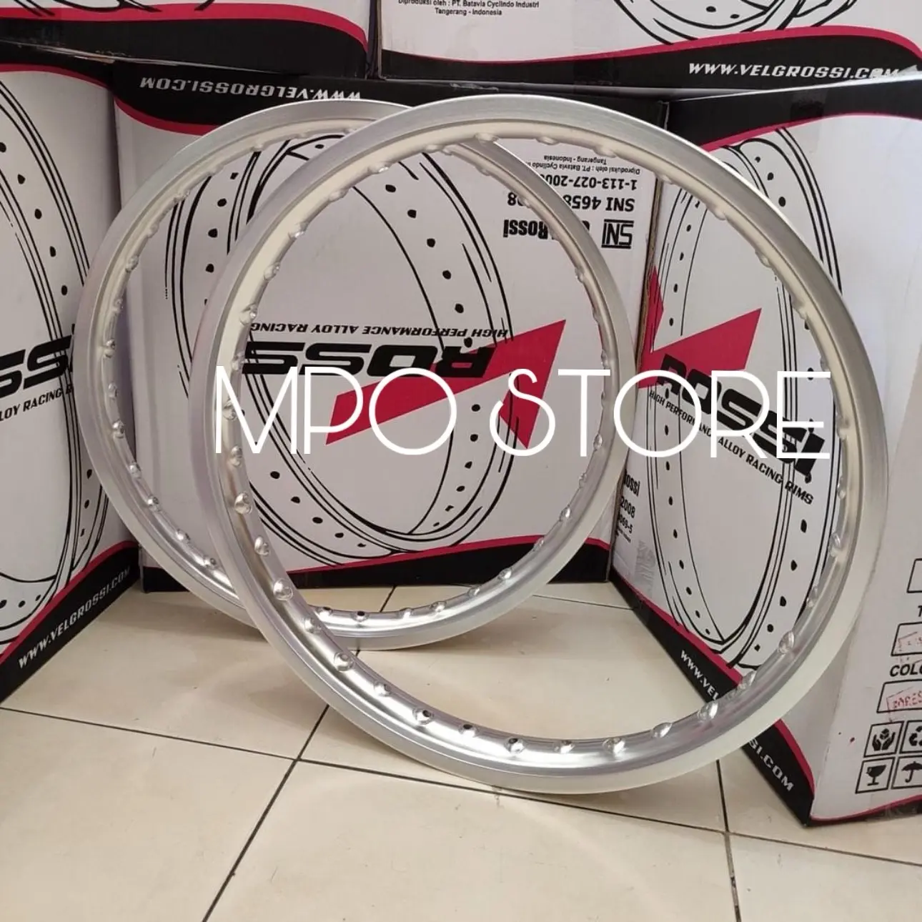 VELG ROSSI RING 17 DAN 18 HOLE 36 SILVER BISA SEMUA MOTOR - VELG ROSSI ORIGINAL