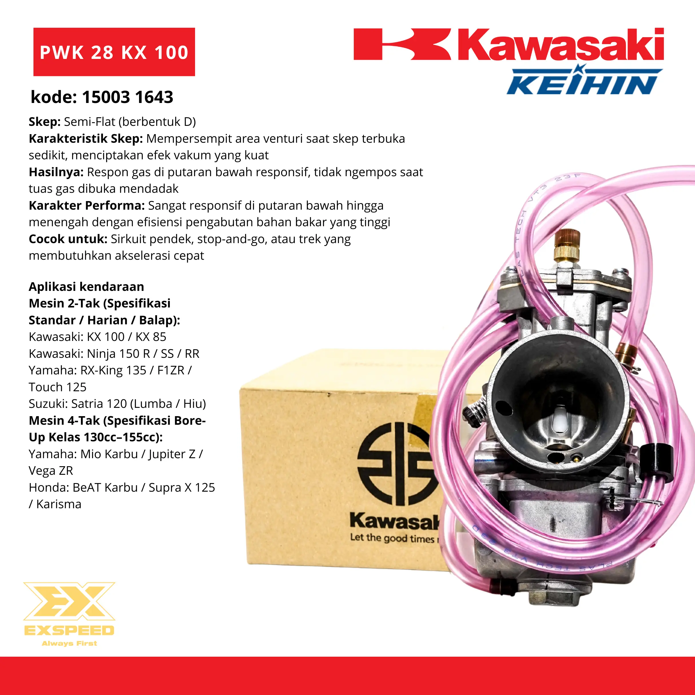 Termurah Karburator PWK 28 KX 100 Original Kawasaki Japan (15003 1643))