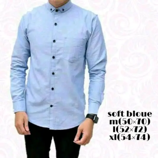 Kemeja Pria Panjang Warna Sky Blue Biru Langit Dewasa Kantor Formal Casual Cowok Baju Katun oxspot Dewasa 2