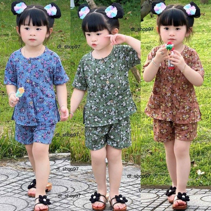   BN  Bộ quần áo bà ba Bà Ngoại đùi 2 túi chất thun lạnh cao cấp bà ba truyền thống cho bé gái 6kg-14kg  được chọn màu 