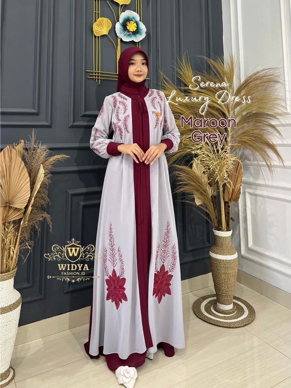 Widya Fashion Id - Serena Luxury Set Hijab Persegi Set Outher (Menyatu Tidak Terpisah) Bahan Ceruti Polos Full Furing Gamis Wanita Muslim Elegan Gamis Busui 5