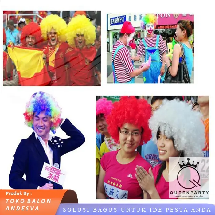 Wig kribo / Rambut Palsu Kribo Allsize / Wig Badut / wig costplay / Rambut Badud / Rambut Kribo Palsu wig 2