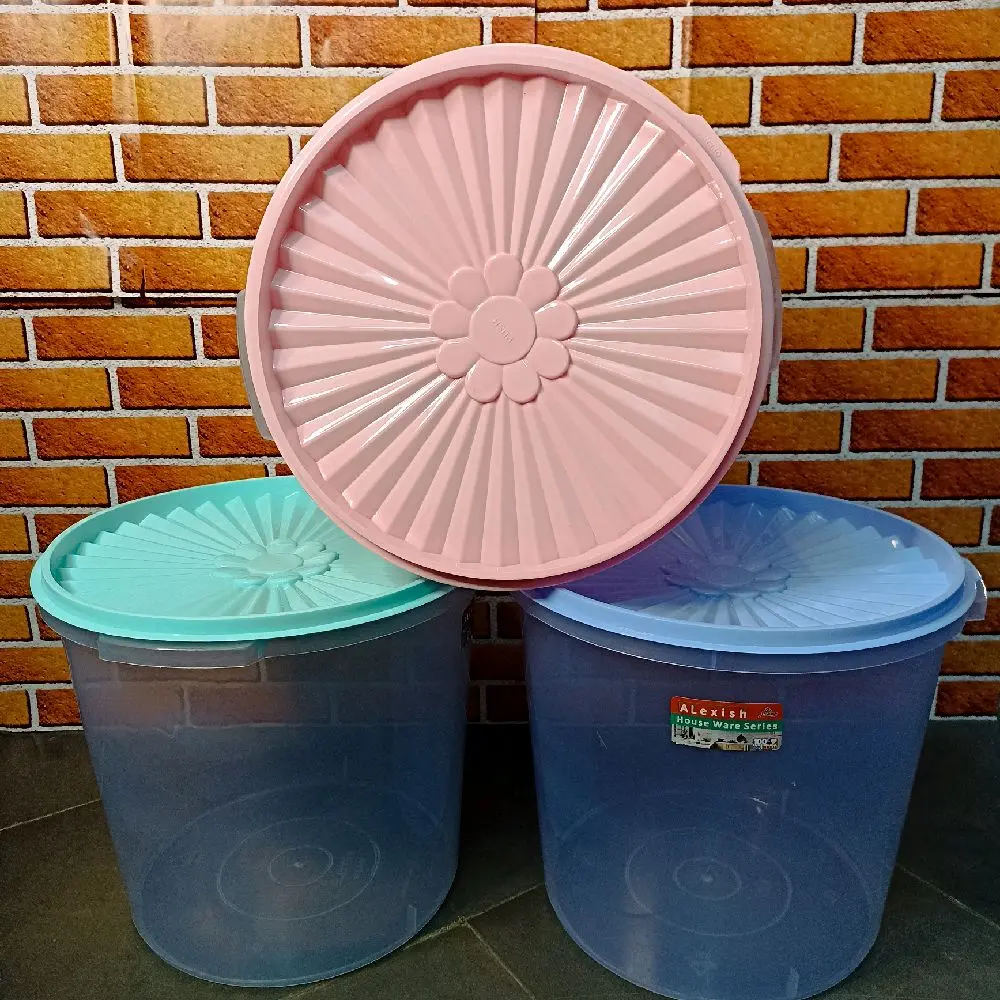 (2pcs) toples plastik kerupuk, ranginang, seroja kapasitas 16liter
