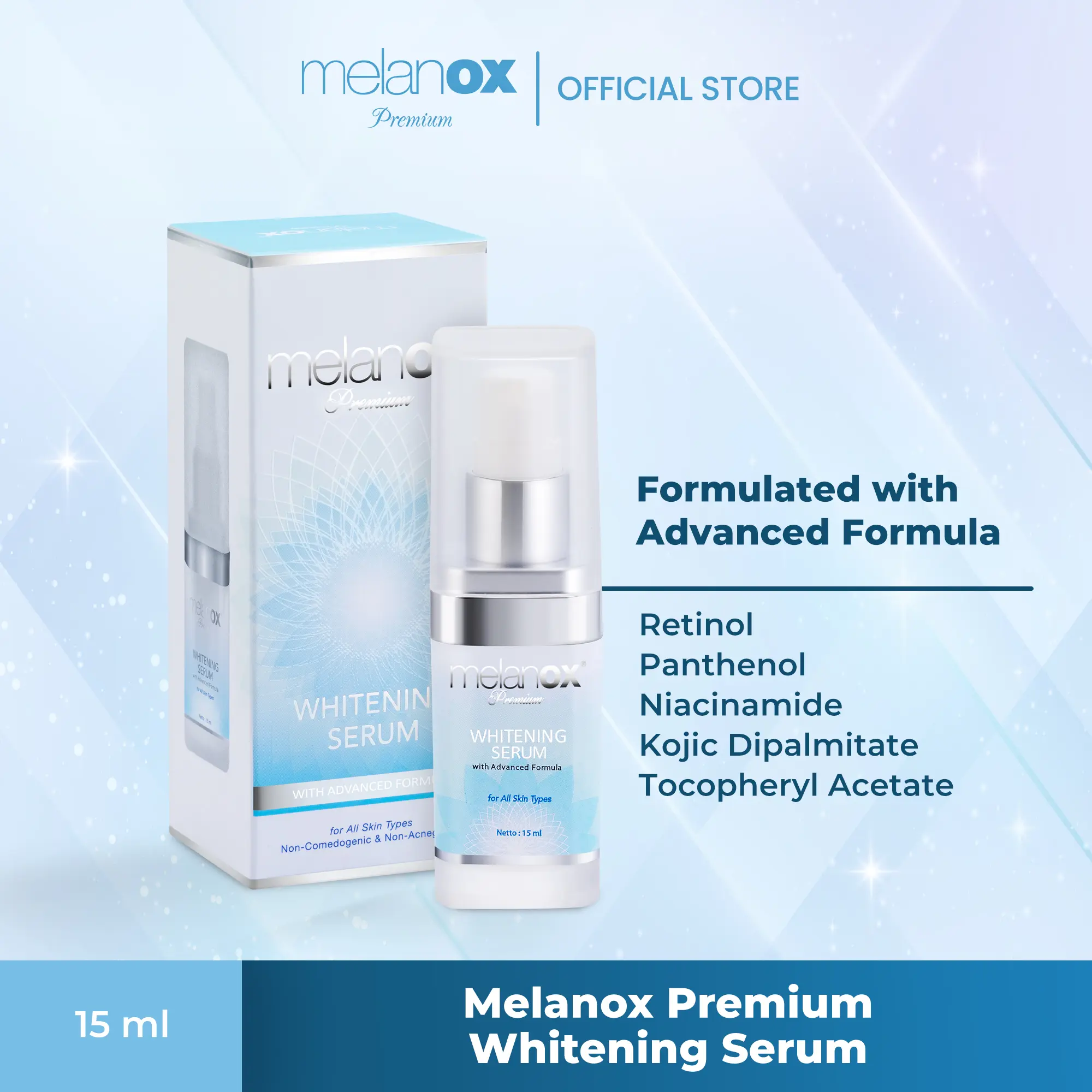 Melanox Premium Whitening Serum 15ml Mencerahkan Wajah Membantu Menyamarkan Flek Hitam pada Wajah