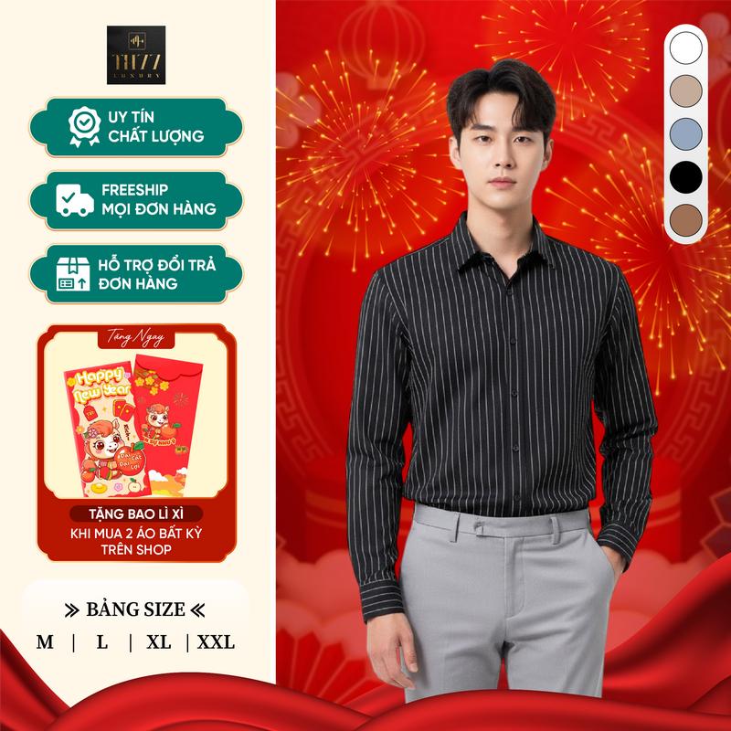 DEAL KOC Áo Sơ Mi Kẻ Thêu Dài Tay Sọc URBAN SHIRT TH77 Luxury form oversize