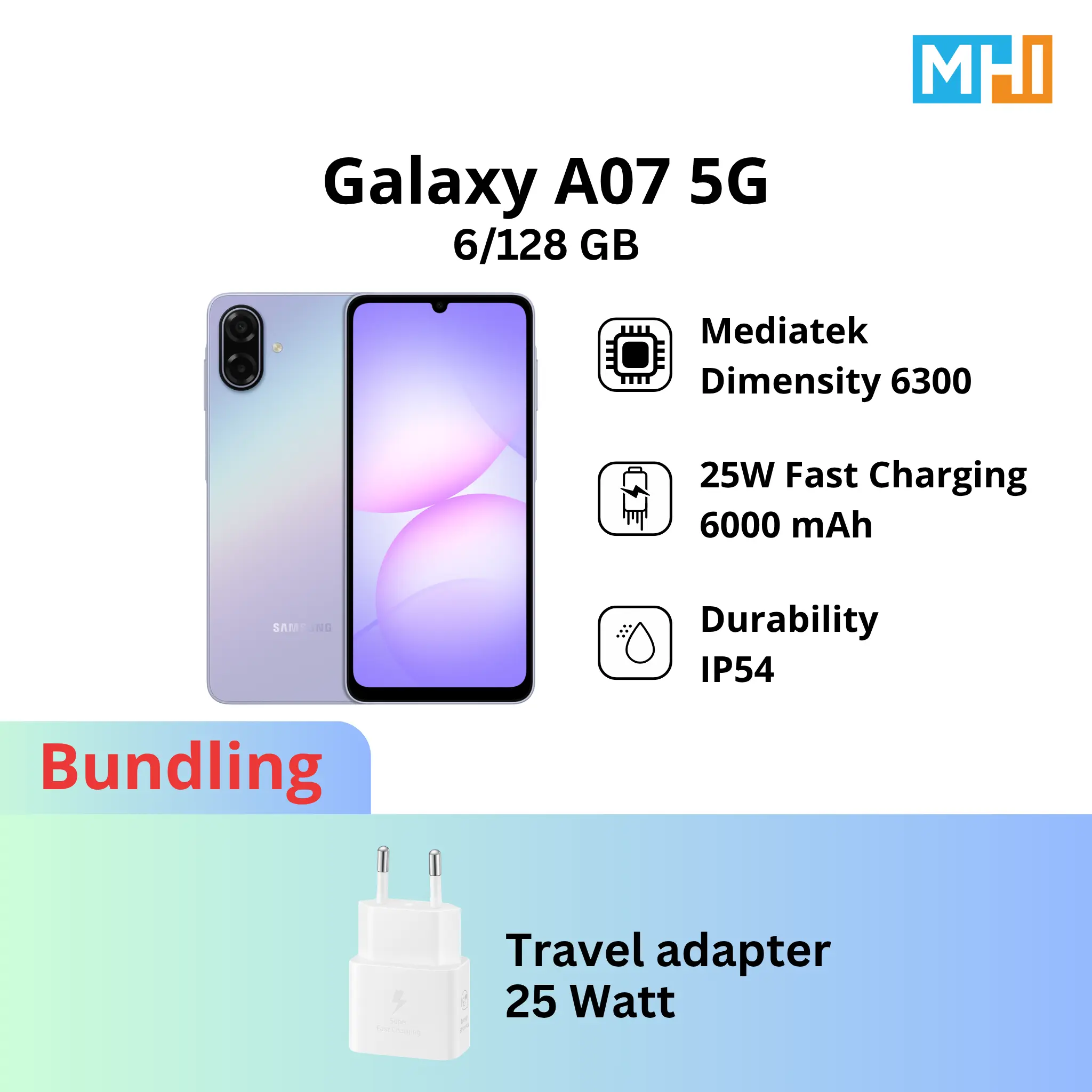 Samsung Galaxy A07 LTE 4/64GB 4/128GB 6/128GB 8/256GB dan A07 5G 6/128GB Original, Bergaransi Resmi