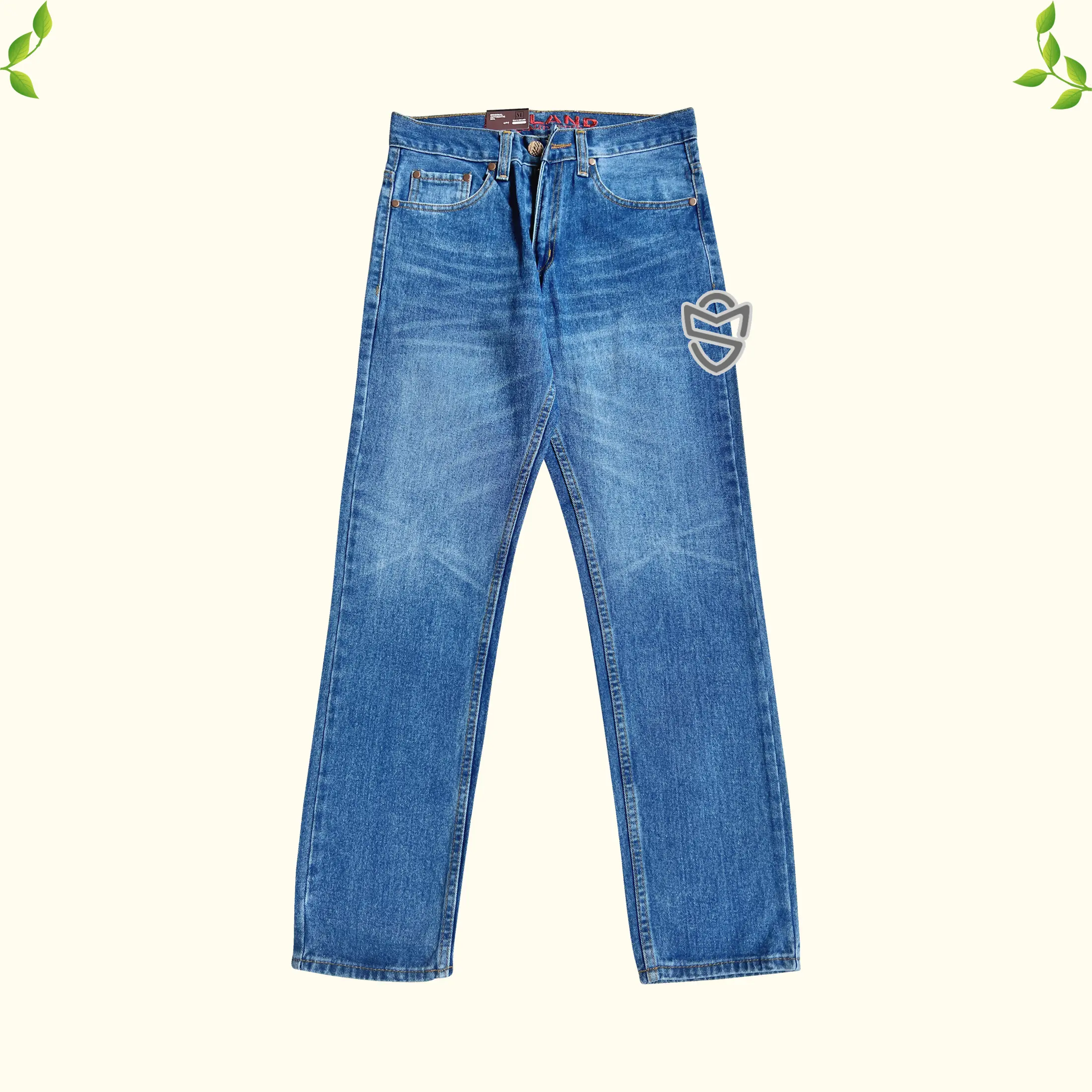 Mr.Land Celana Jeans Pria Standar Gombrong Denim Reguler