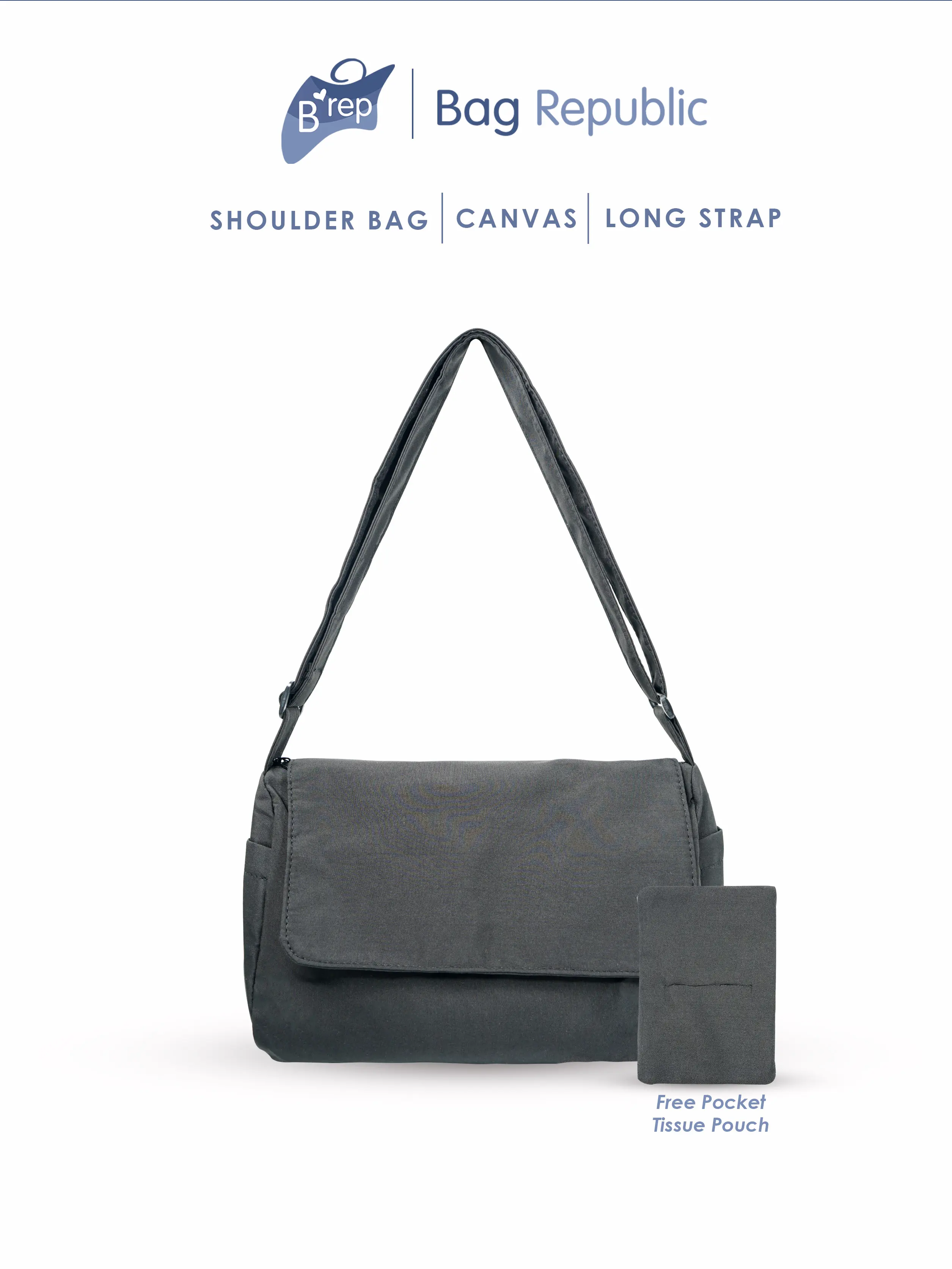 BAG REPUBLIC Karinna Bag - Tas Wanita Bahan Canvas - Tas Selempang Wanita Size M + Pouch tissue - NTS3104