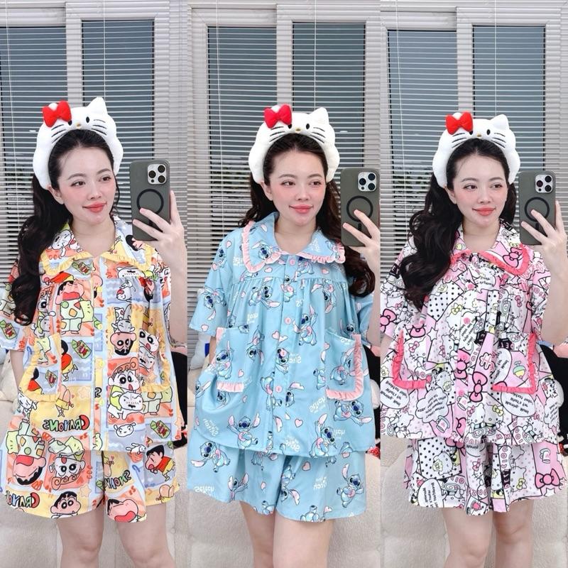 ĐỒ BỘ MẶC NHÀ PHỐI BÈO TIỂU THƯ CHẤT LIỆU LỤA HÀN HỌA TIẾT DỄ THƯƠNG HOTTREND PHƯƠNG TIPI  Nữ Women