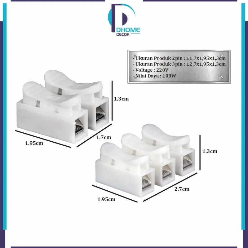 [COD] DH C1077 Quick Connect Terminal Block Cable 2pin 3pin Sambungan Kabel 8