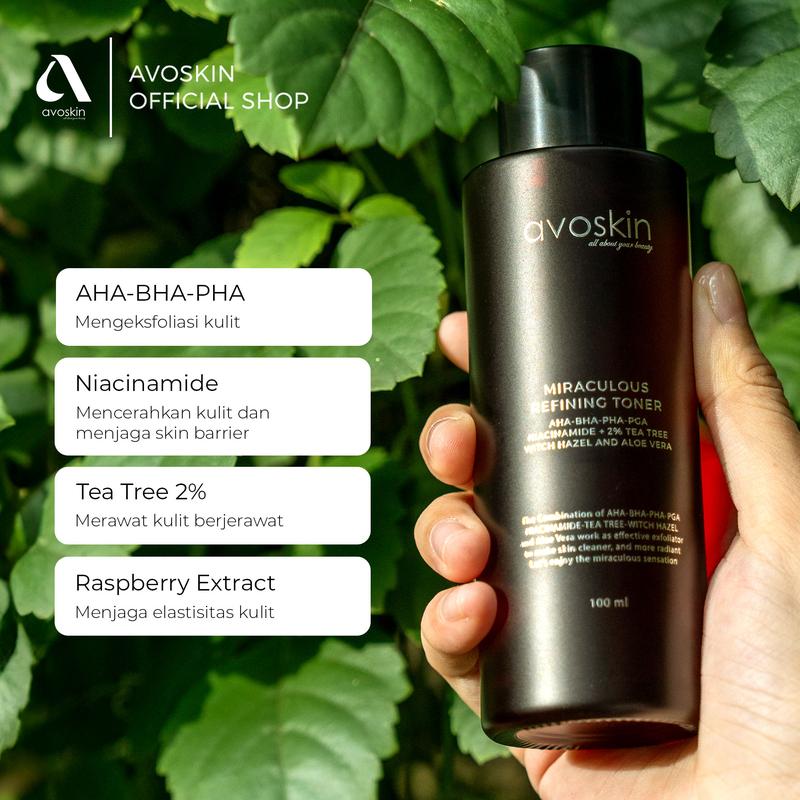 Toner Avoskin Miraculous Refining 100ml-AHA BHA PHA-Eksfoliasi Kulit 5