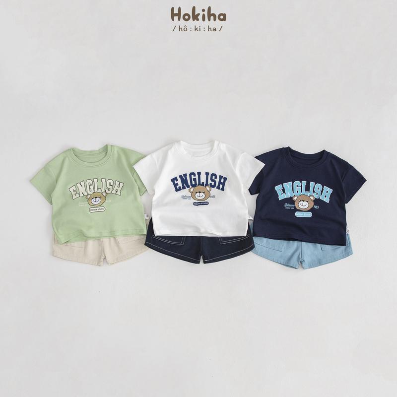 [Hokiha] (CHỌN CHUẨN SIZE) B140-Bộ quần áo cộc tay cho bé trai bé gái áo cotton , quần kaki mềm mại thoải mái size từ 8-17kg
