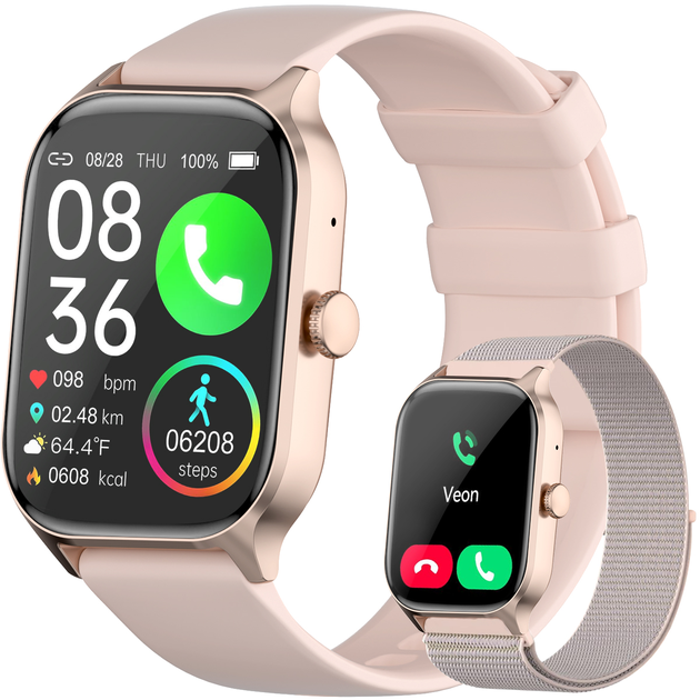 Smartwatch Relógio Inteligente 2.01" HD com 2 Pulseiras Chamada Bluetooth Bateria 700mAh +120 Modos Treino App Da Fit